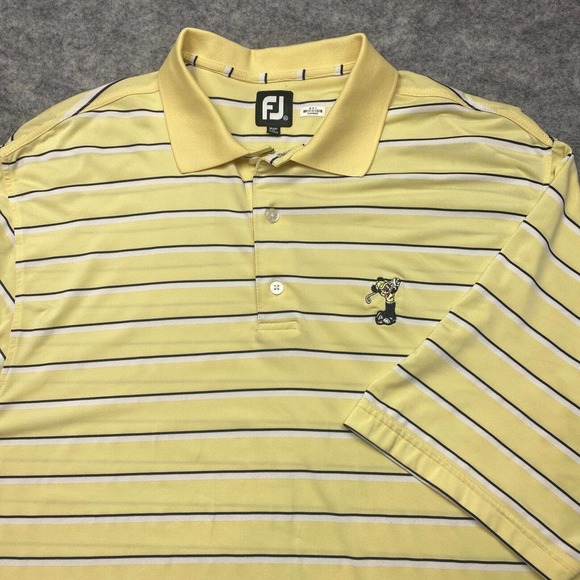 FootJoy Other - FJ Foot Joy Mens Polo Shirt XL Disney Micky Mouse Yellow Striped Pullover Golf